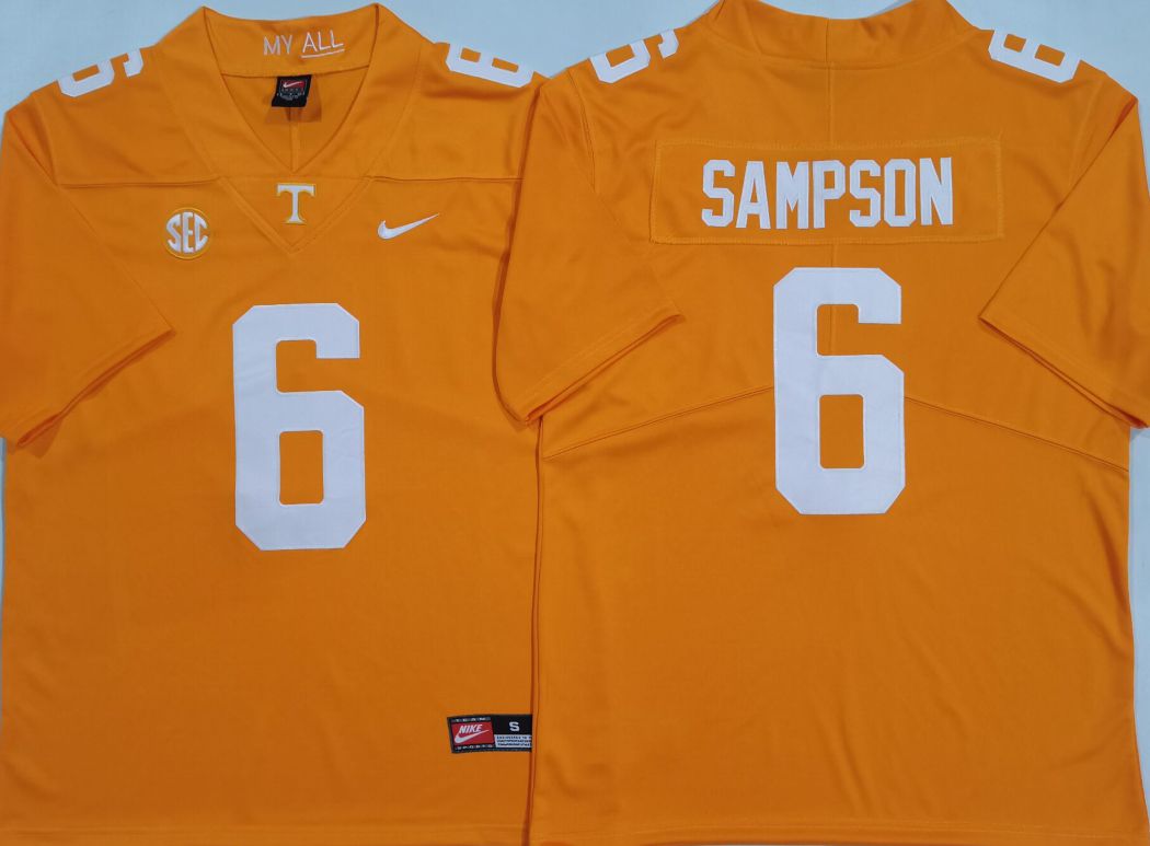 Men Tennessee Volunteers #6 Sampson Yellow Nike 2025 NCAA Jersey